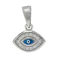 Sterling Silver With Rhodium Evil Eye Pendant, 8X12mm Eye