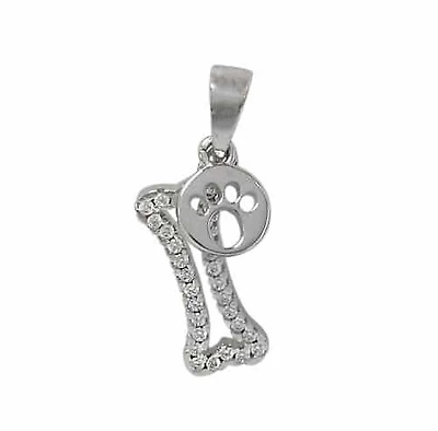 Sterling Silver With Rhodium Dog Bone Pendant, 17X7mm Bone