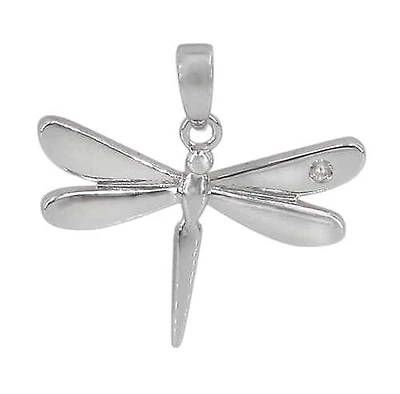 Sterling Silver With Rhodium Dragonfly Pendant