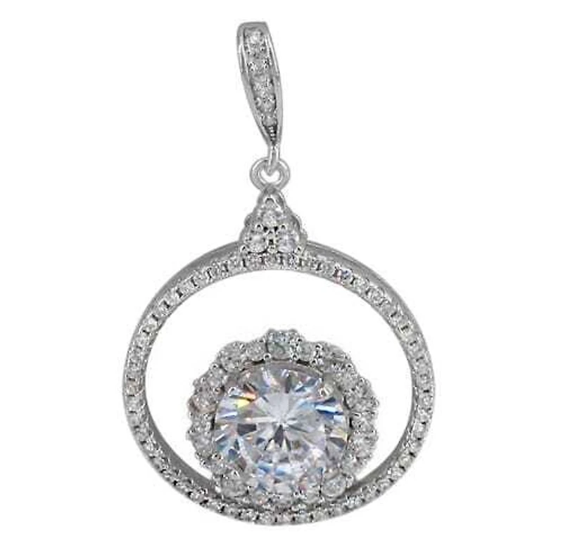 Sterling Silver With Rhodium Stone Pendant, 24X20mm(Outer Frame).