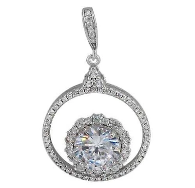 Sterling Silver With Rhodium Stone Pendant, 24X20mm(Outer Frame).