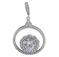 Sterling Silver With Rhodium Stone Pendant, 24X20mm(Outer Frame).