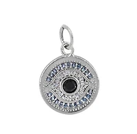 Sterling Silver With Rhodium Evil Eye Pendant, 12mm Diameter