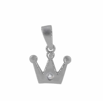 Sterling Silver With Rhodium Crown Pendant, 10X13mm Frame