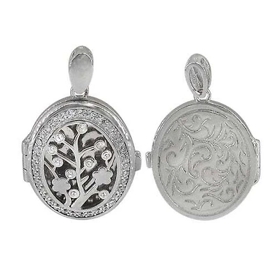 Sterling Silver With Rhodium Heart Locket, 20X23mm(Outer Frame).