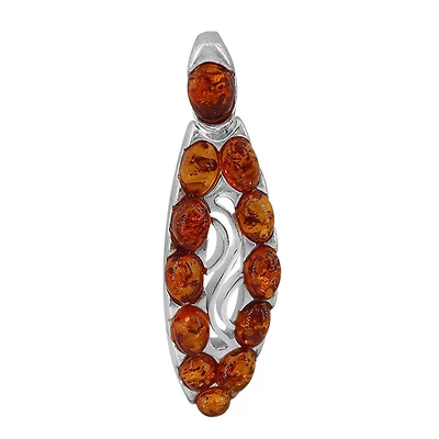 Sterling Silver, Multi Amber Pendant, 13X45mm