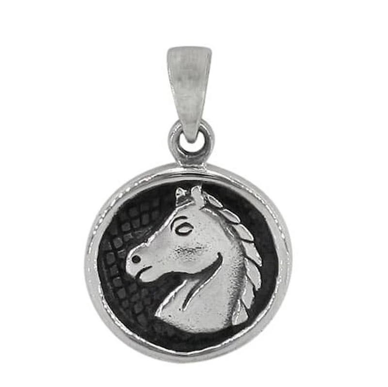Sterling Silver, Horse Pendant, 20mm Diameter