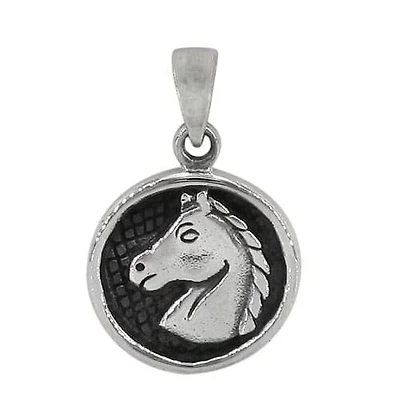 Sterling Silver, Horse Pendant, 20mm Diameter