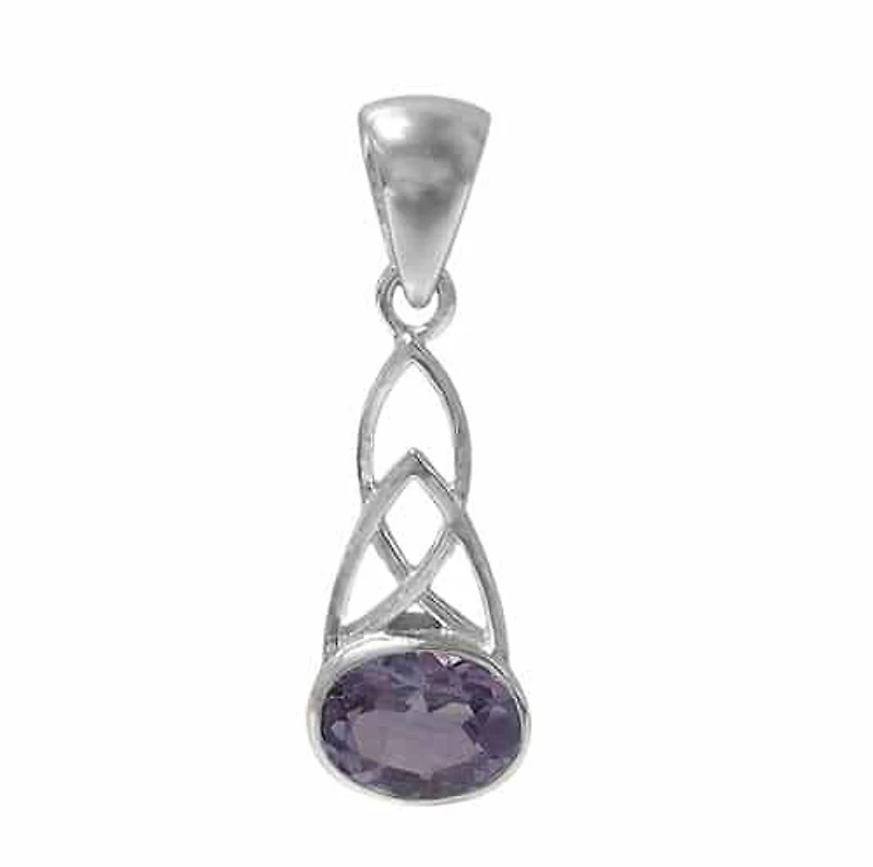 Sterling Silver Celtic Knot Pendant, 8X10mm Oval Stone.