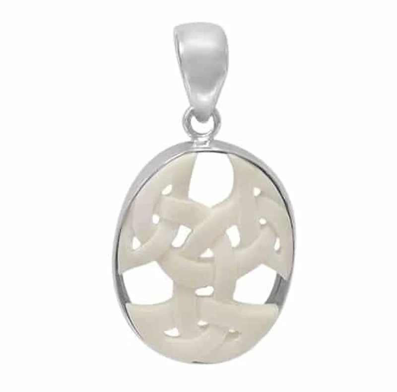 Sterling Silver Celtic Knot Pendant, 30X24mm (Bone).