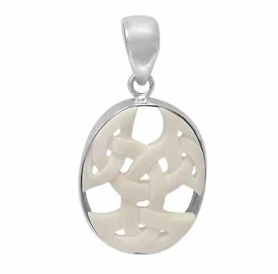 Sterling Silver Celtic Knot Pendant, 30X24mm (Bone).