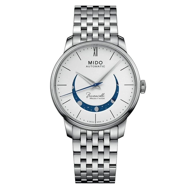 Mido Baroncelli Smiling Moon 39 MM White Dial Automatic M027.407.11.010.01