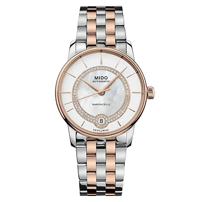 Mido Baroncelli Lady Necklace 33 MM Mother of Pearl Dial Automatic M037.807.22.031.00