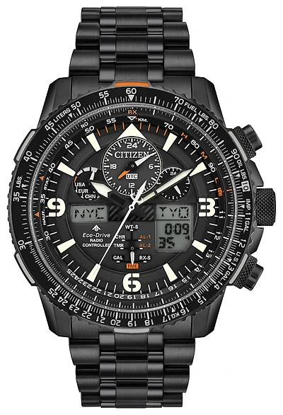 Promaster Skyhawk A-T Black Dial 46MM Eco-Drive JY8075-51E
