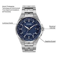 World Perpetual A-T Blue Dial 42MM Eco-Drive CB0160-51L