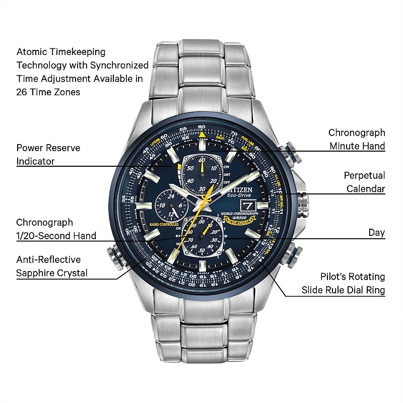 Citizen World Chronograph A-T Blue Angels Blue Dial 43MM Eco-Drive AT8020-54L