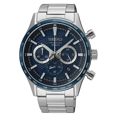 Seiko Chronograph Blue Dial 43 MM Quartz SSB495
