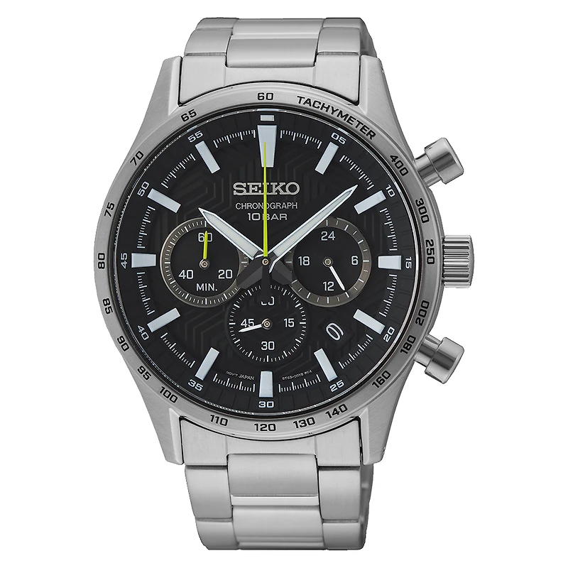 Seiko Chronograph Black Dial 43 MM Quartz SSB413