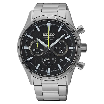 Seiko Chronograph Black Dial 43 MM Quartz SSB413
