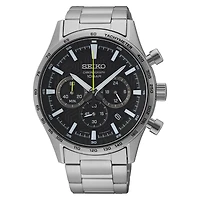Seiko Chronograph Black Dial 43 MM Quartz SSB413