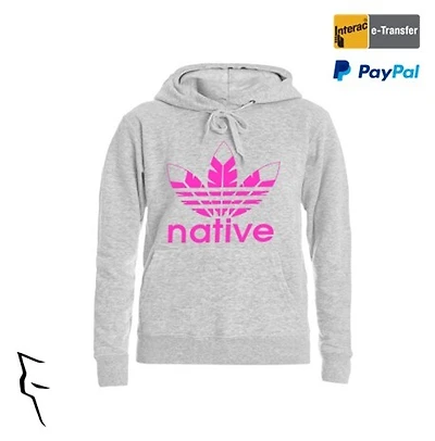 Native Style hoodie grey w pink logo