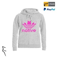 Native Style hoodie grey w pink logo