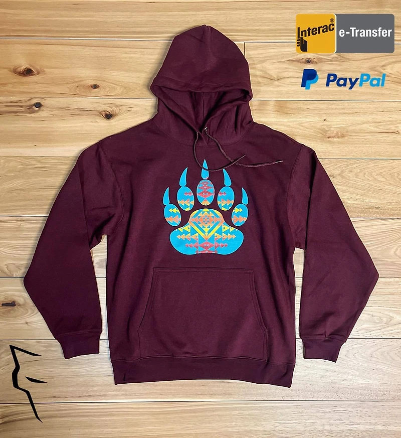 Turquoise Bear Paw - Hoodie maroon