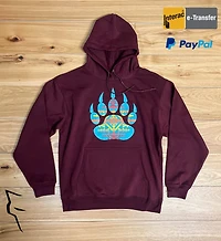Turquoise Bear Paw - Hoodie maroon
