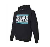 Sober & Blessed w teal- Hoodie black