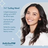 BaBylissPRO Nano Titanium Curling Wand 1-1/4" (32mm), BNTW125NUC, Blue