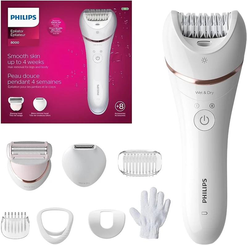 Philips Wet & Dry Epilator Series 8000 - 8 attachments