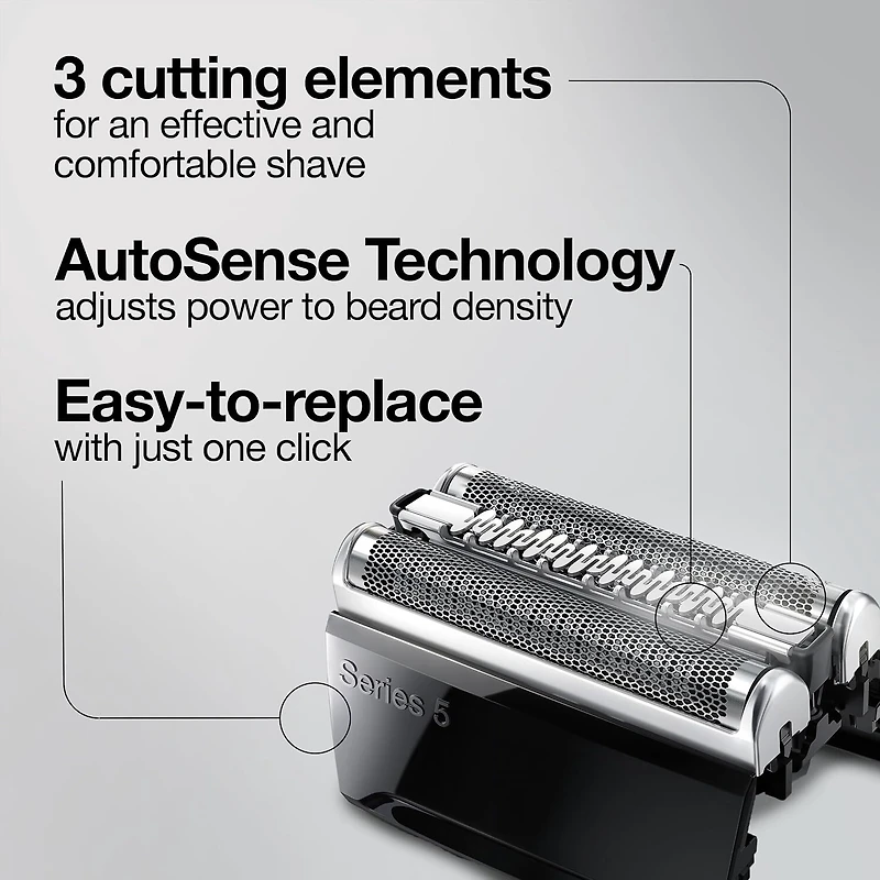 Braun Series 5 52B Electric Shaver Head Replacement Cassette, Black