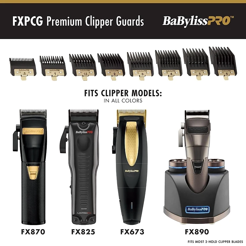 BaBylissPRO Premium Clipper Guards for FX890, FX870, FX825, FX673 & Other models, #FXPCG