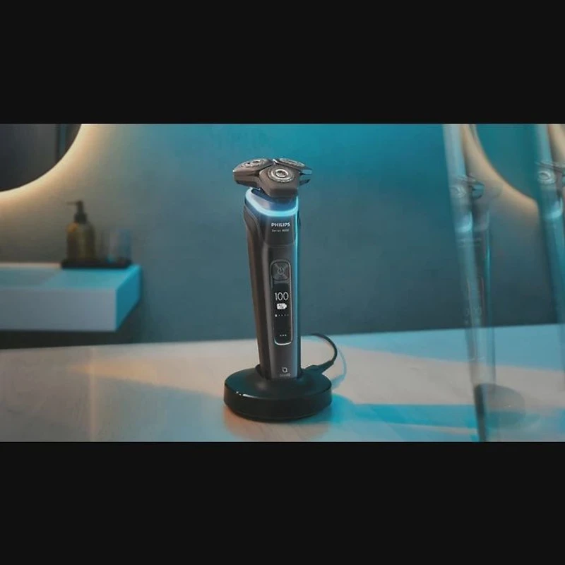 Philips  Series 9000 Electric Shaver, Wet & Dry Use, with Charging Stand, Cleaning System, S9986/55 , Black