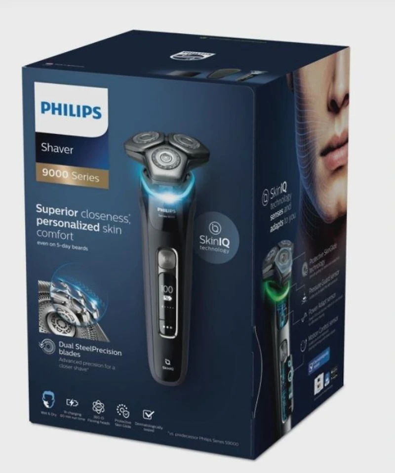 Philips  Series 9000 Electric Shaver, Wet & Dry Use, with Charging Stand, Cleaning System, S9986/55 , Black