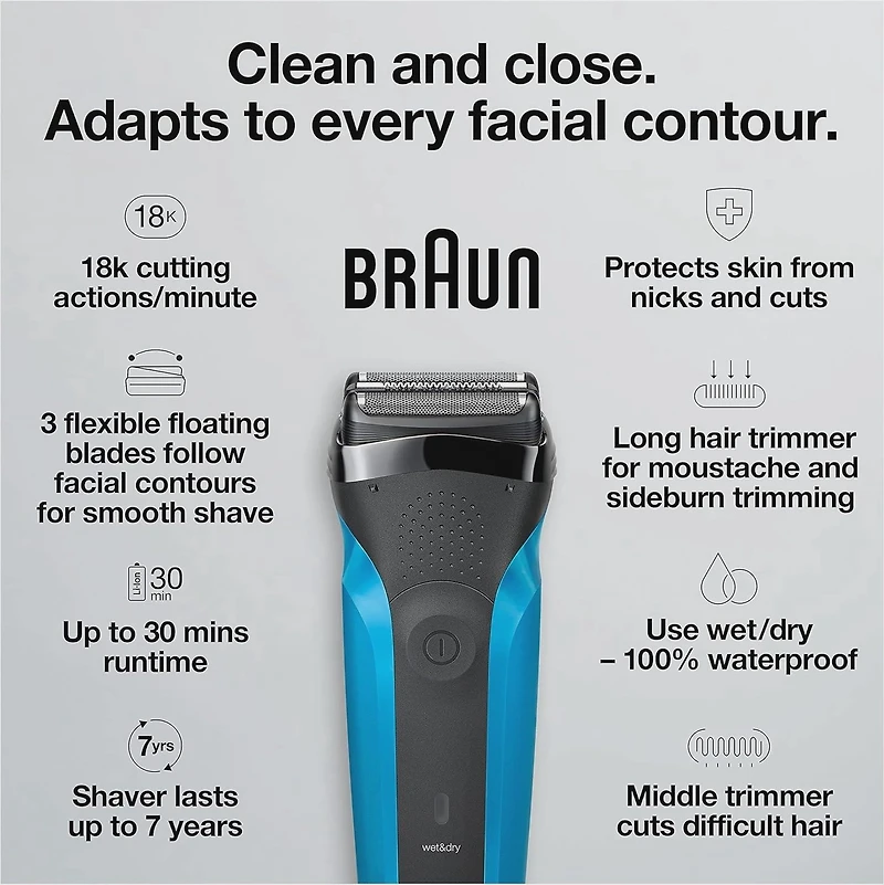 Braun Series 3 310s Wet & Dry Electric Shaver , Blue