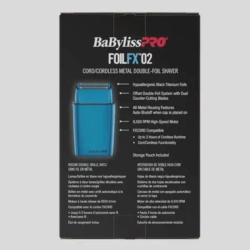 BaBylissPRO Blue Cord/Cordless Metal Double-Foil Shaver – FXFS2BL