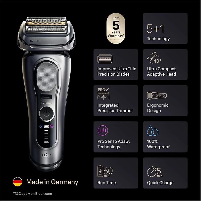 BRAUN SERIES 9  PRO PLUS  SHAVER WITH CLEANING STATION  9667CC