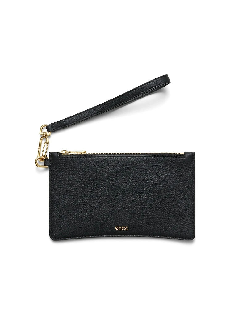 Women's ECCO® Wristlet Soft Pebbled Leather Pouch Bag