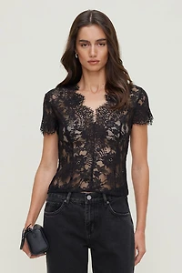 Lace Short Sleeve Blouse