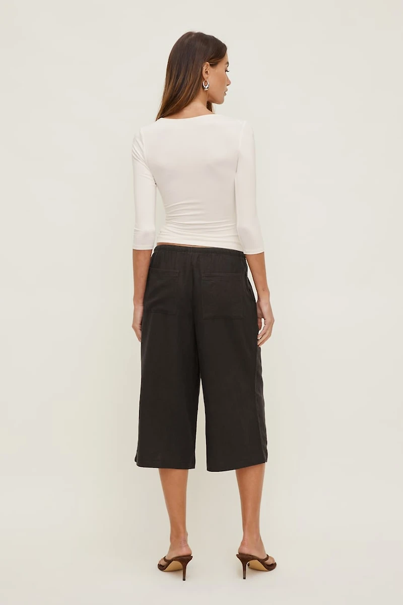 Pantalon capri en lin Leo
