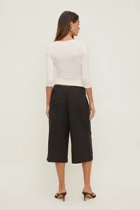 Pantalon capri en lin Leo