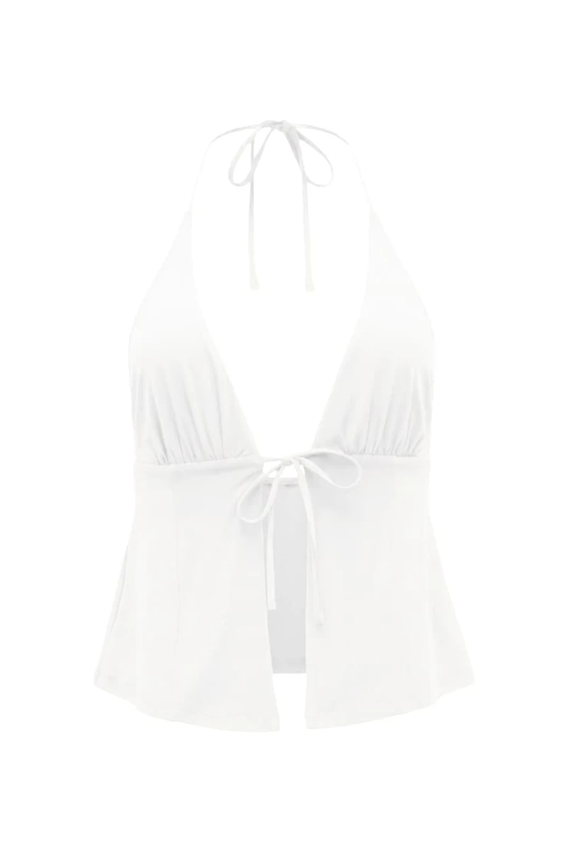 Plunge Tie Front Halter