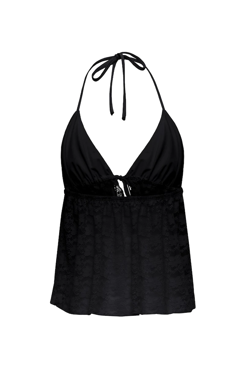 Lace Babydoll Flyaway Halter Top