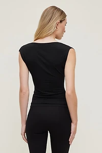 Draped Scoop Neck Top