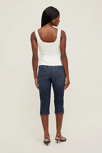Jean capri extensible à taille haute
