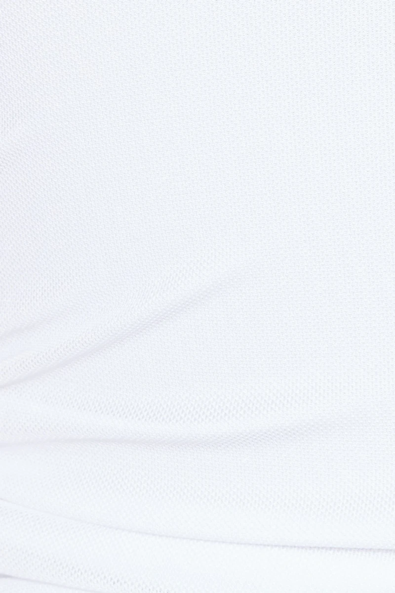 Plunge Ruched Tie Mesh Top