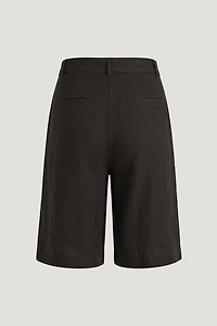 Linen High Rise Bermuda Shorts