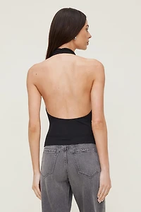 Cowl Neck Mesh Halter Top
