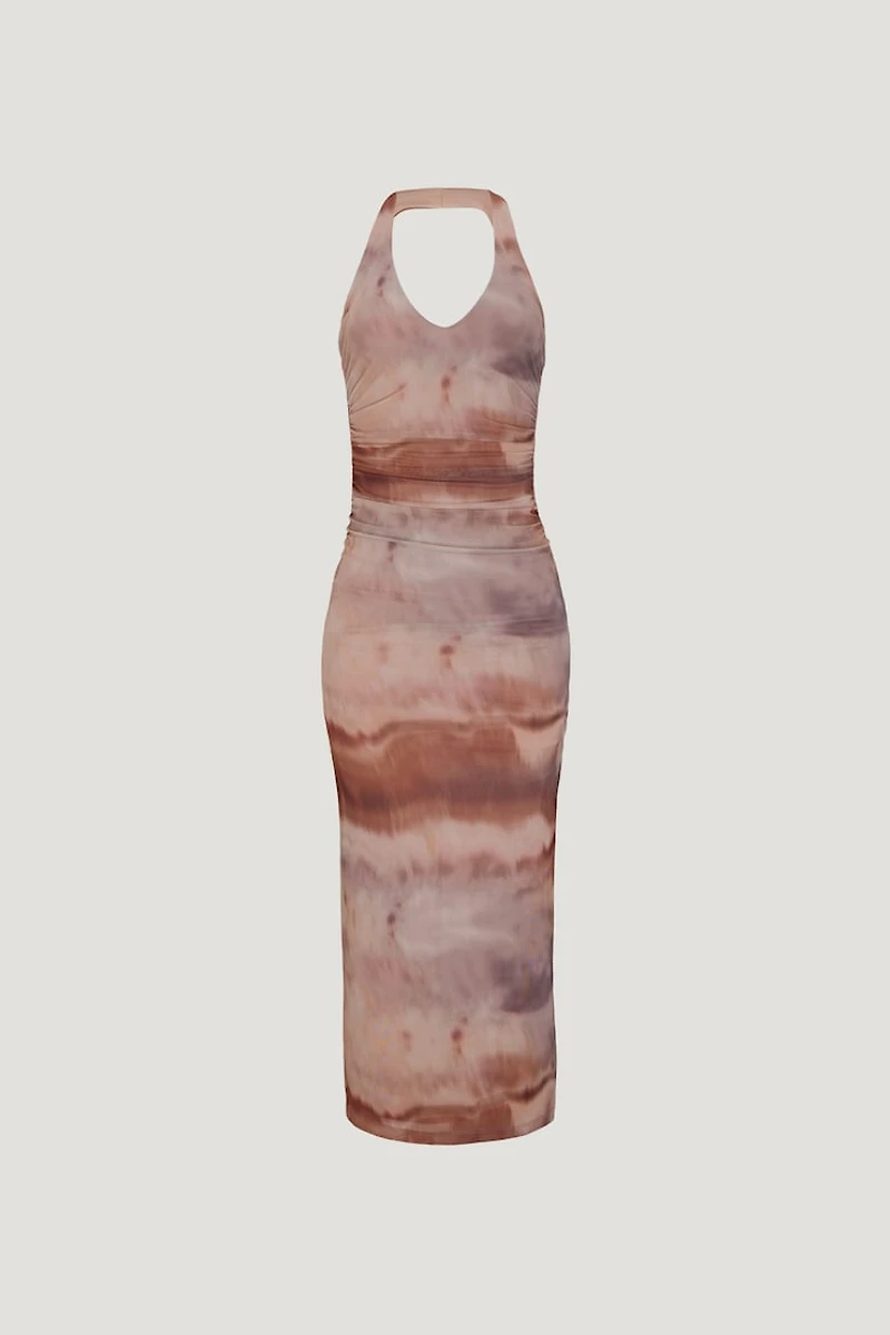Reia Halter Mesh Maxi Dress